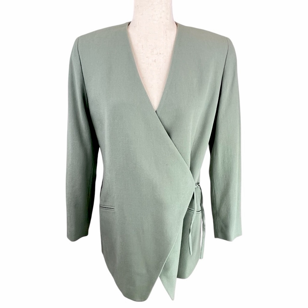 Like New Vintage Emanuel Ungaro Wool Crepe Blazer Seafoam Green Minimalist S/M